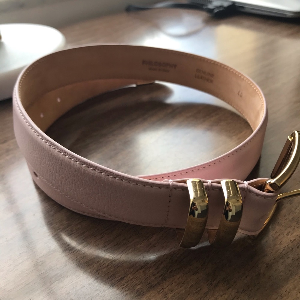 Philosophy pink leather belt, size 40